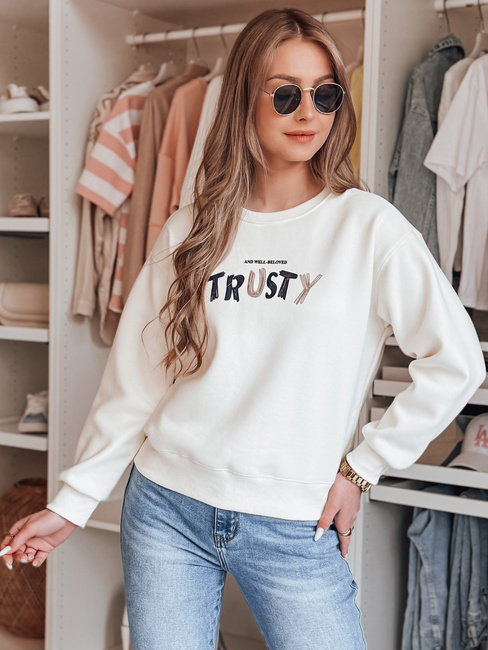 Női oversize pulóver hímzéssel SOFTRUS ekrü Dstreet BY1411