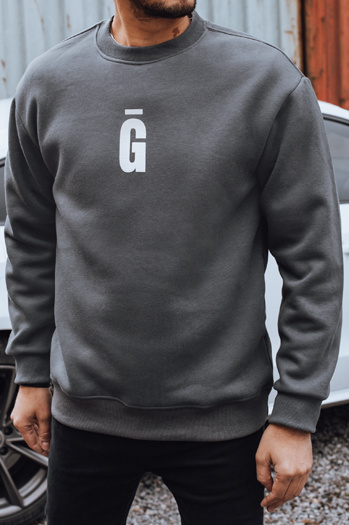 Férfi nyomtatott grafit pulóver Dstreet BX5921