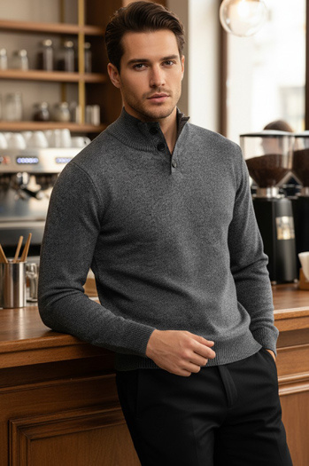 Férfi álló pulóver világosszürke Dstreet WX2356