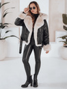 Női télikabát bőr ramoneskin szőrmével fekete Dstreet TY5118