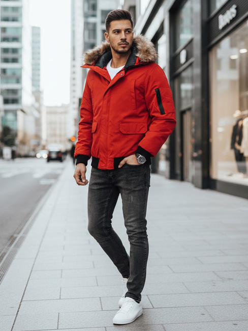 Férfi téli dzseki piros színben Dstreet TX4307