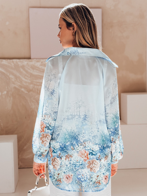 Női oversize virágos póló FLOWERS kék Dstreet DY0472
