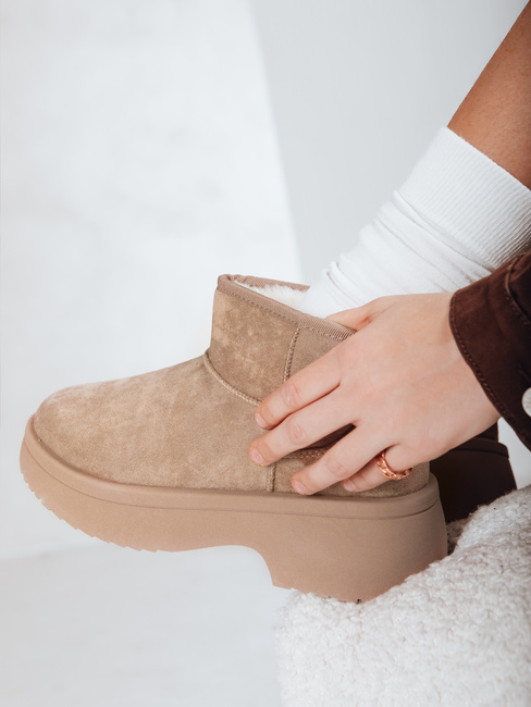 Női hó csizma vastag talpú bézs Dstreet ZY1289 ZY1289