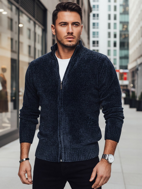 Férfi kigombolt pulóver tengerészkék Dstreet WX2227