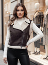 Női szarvasbőr mellény báránybőr WOOLZIP kávé Dstreet TY4746z