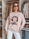Női oversize nyomtatott pulóver LALA VIBE rózsaszín Dstreet BY1505_1
