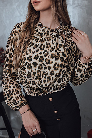 SAVANATOP női oversize blúz leopárd mintás Dstreet RY2711