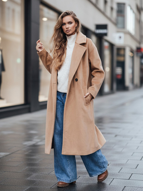 Női átmeneti oversize barna kabát Dstreet NY0767z