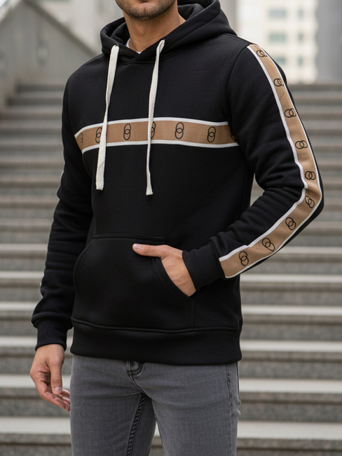 Férfi kapucnis pulóver fekete Dstreet BX5944