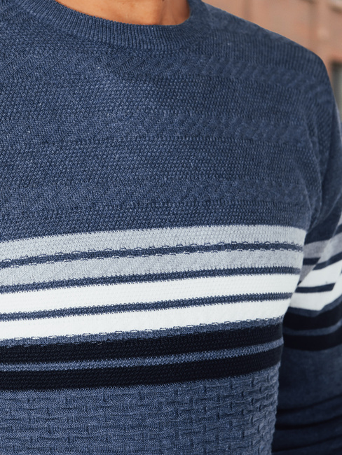 Férfi csíkos kék pulóver Dstreet WX2325
