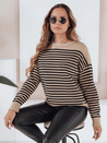 Női csíkos pulóver ELVARA camel Dstreet MY2525