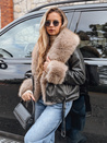 Női ramones kabát szőrmével fekete Dstreet TY5240 TY5240