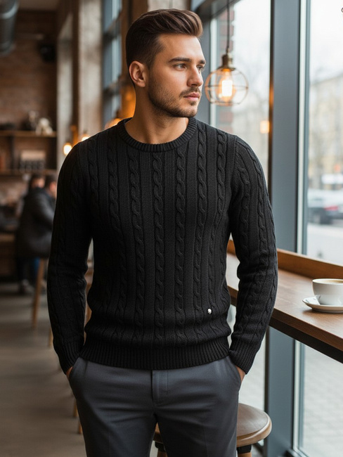 Férfi pulóver fekete színben Dstreet WX1880