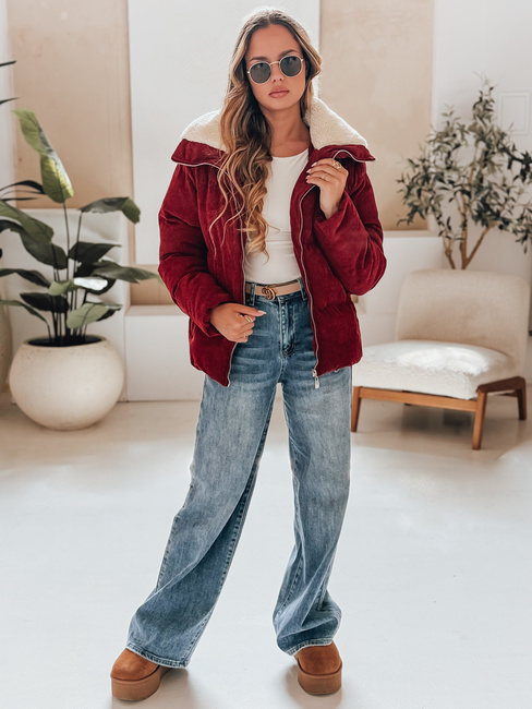Női kordbársony dzseki TRENDYGLAM bordó Dstreet TY4942 TY4942