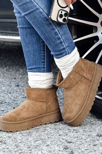 Női platform hó csizma bézs Dstreet ZY1066 ZY1066