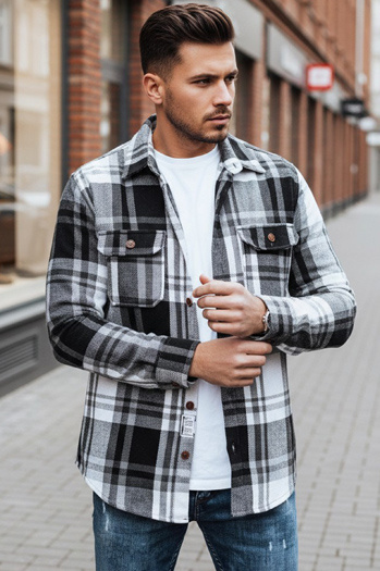 Férfi fekete-fehér kockás flanel ing Dstreet DX2675