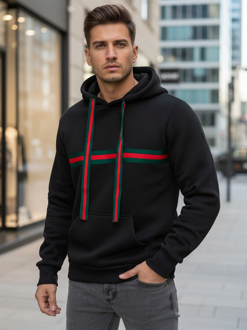 Férfi kapucnis pulóver fekete Dstreet BX5939