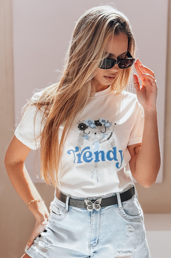 Női nyomtatott póló TRENDY BUNNY fehér Dstreet RY2906