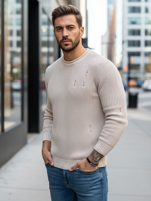 Férfi téli pulóver Szín Bézs DSTREET WX1992