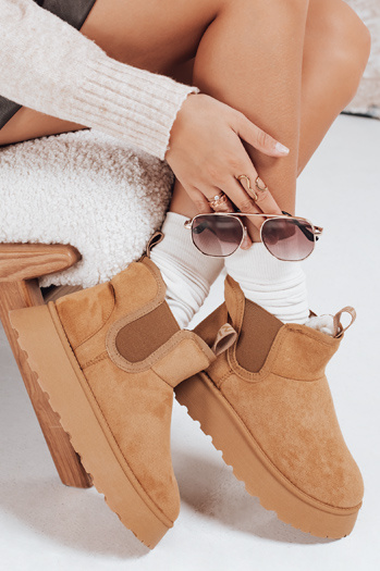 Női platform hó csizma szarvasbőr camel Dstreet ZY1182 ZY1182