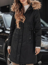 Női téli parka dzseki szőrmével fekete Dstreet TY5115