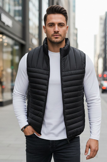 Férfi steppelt mellény fekete Dstreet TX5084