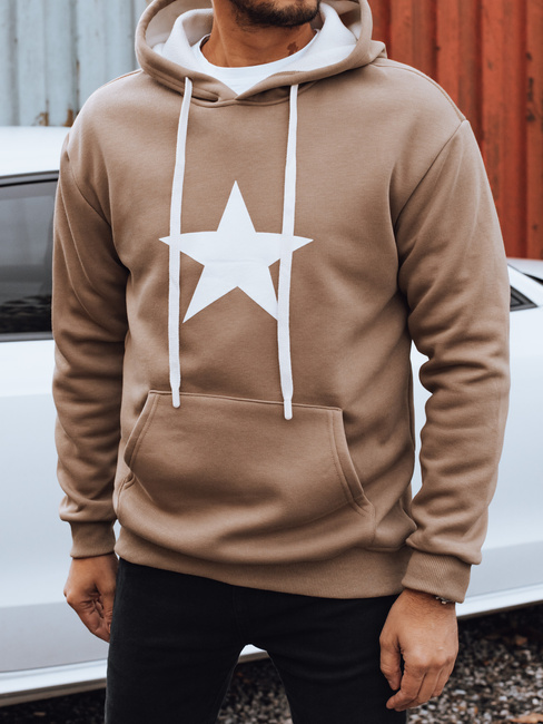 Férfi teve színű kapucnis pulóver Dstreet BX5931
