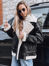 Női ramones dzseki báránybőrrel fekete Dstreet TY5247