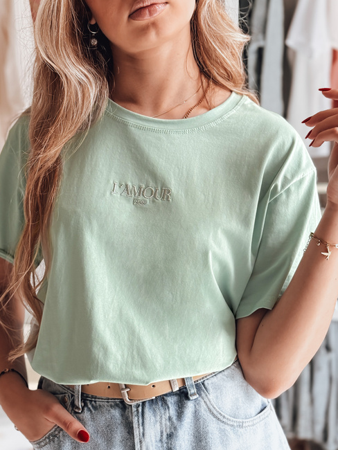 Női oversize póló hímzéssel PARISSTEN menta Dstreet RY2881