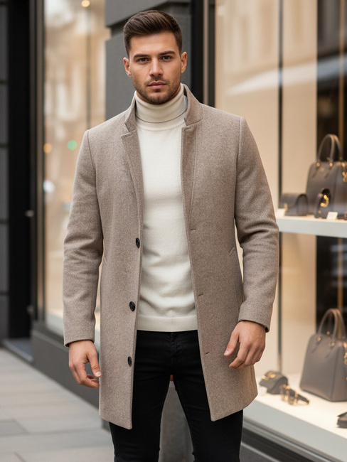 Barna szinű egysoros kabát Dstreet CX0442