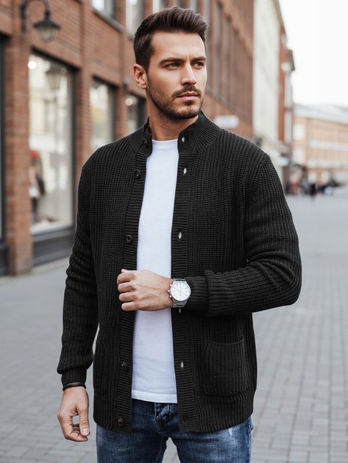 Férfi kardigán pulóver fekete Dstreet WX2347