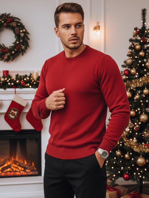 Férfi klasszikus bordó pulóver Dstreet WX1933z