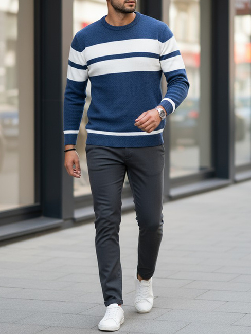 Férfi kék pulóver Dstreet WX2332