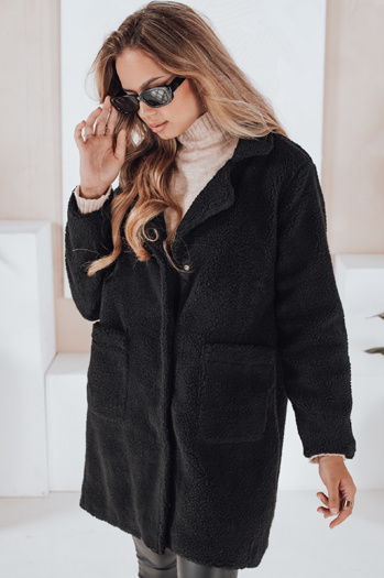 Női teddy szőrme kabát fekete Dstreet NY0756