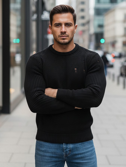 Férfi téli pulóver Szín Fekete DSTREET WX1991