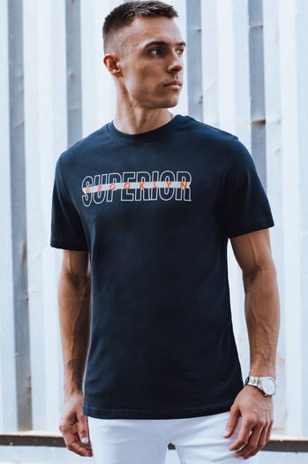 Férfi nyomtatott tengerészkék póló Dstreet RX5386