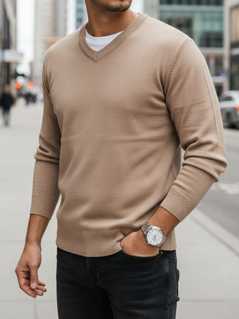 Férfi teve színű pulóver Dstreet WX2318