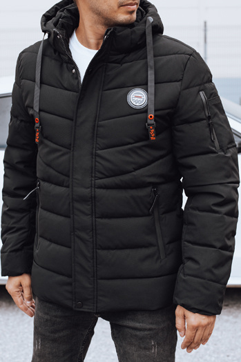 Férfi steppelt télikabát kapucnival fekete Dstreet TX5059