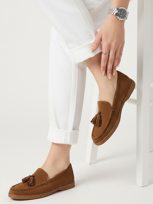 Női szarvasbőr barna mokaszinok Dstreet ZY1343 ZY1343