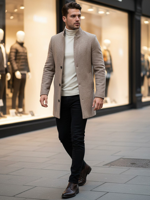 Barna szinű egysoros kabát Dstreet CX0442