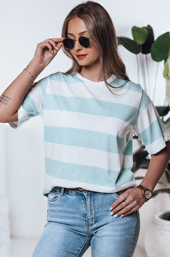 Női csíkos póló ALMIN türkiz Dstreet RY2562
