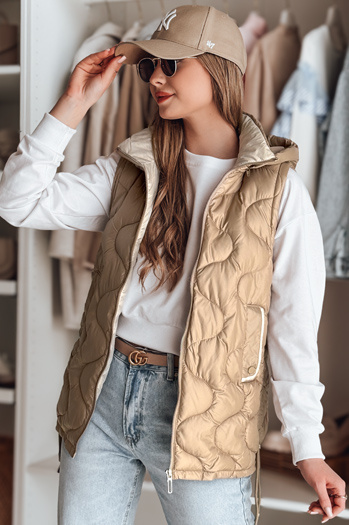 Női átmeneti steppelt mellény VESOLITA camel Dstreet TY4878