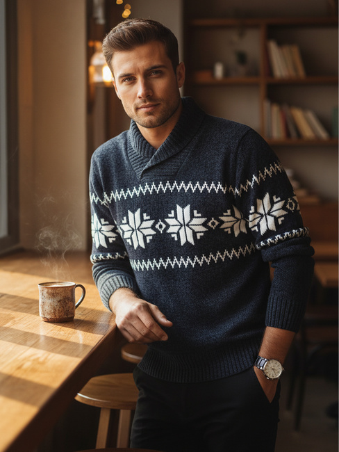 Férfi sötétkék pulóver Dstreet WX2272