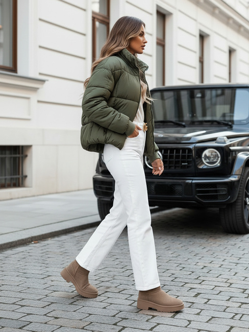 Női téli rövid steppelt dzseki VIBEGIRL zöld Dstreet TY4946