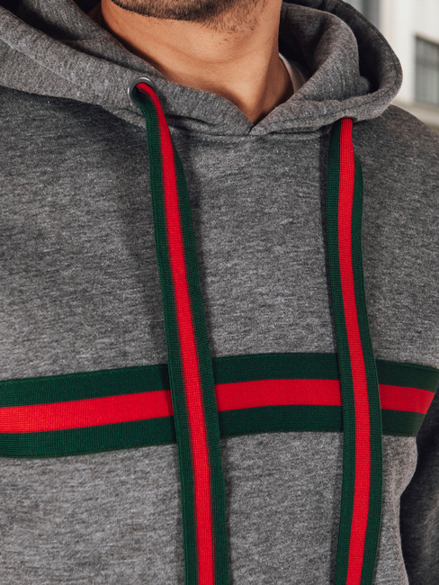 Férfi kapucnis pulóver sötétszürke Dstreet BX5937