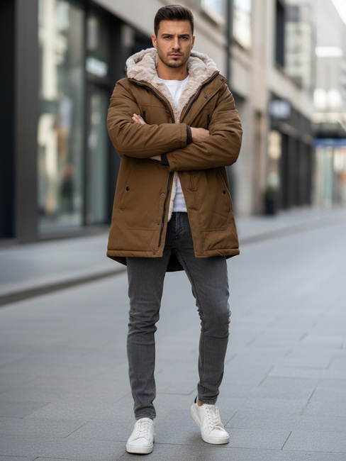 Férfi téli parka dzseki kapucnival zöld Dstreet TX4966