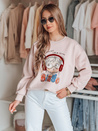 Női oversize nyomtatott pulóver LALA VIBE rózsaszín Dstreet BY1505_2
