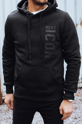 Férfi nyomtatott szigetelt pulóver fekete Dstreet BX5917