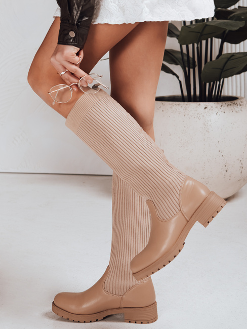 Női khaki színű zoknis csizma Dstreet ZY1308
