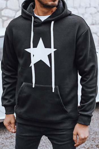 Férfi kapucnis pulóver fekete Dstreet BX5924